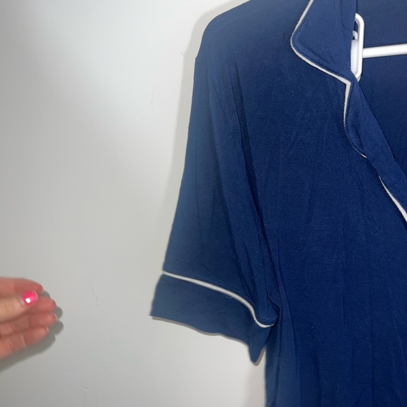 EBERJEY TENCEL Modal Short Sleeve Women's Navy Blue Pajama TOP SMALL - Picture 3 of 12